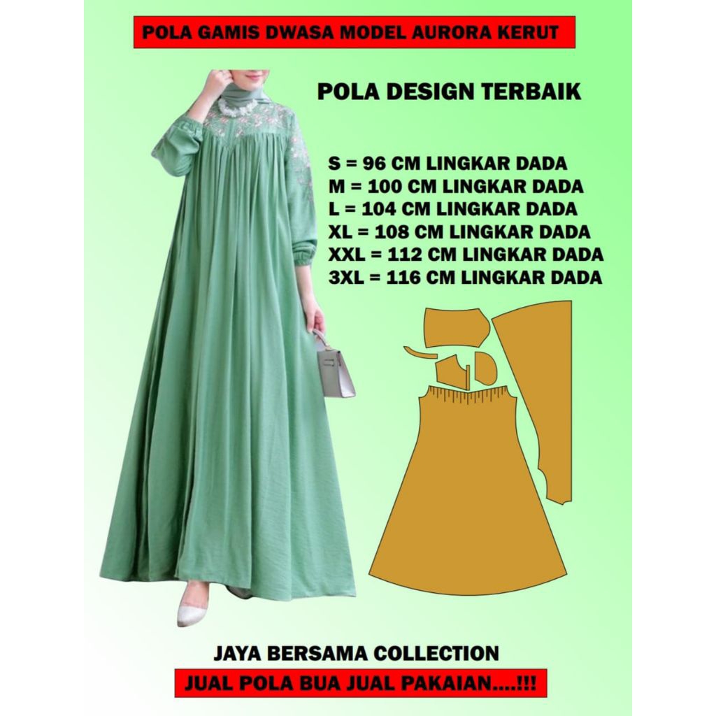 POLA GAMIS DEWASA MODEL AURORA KERUT