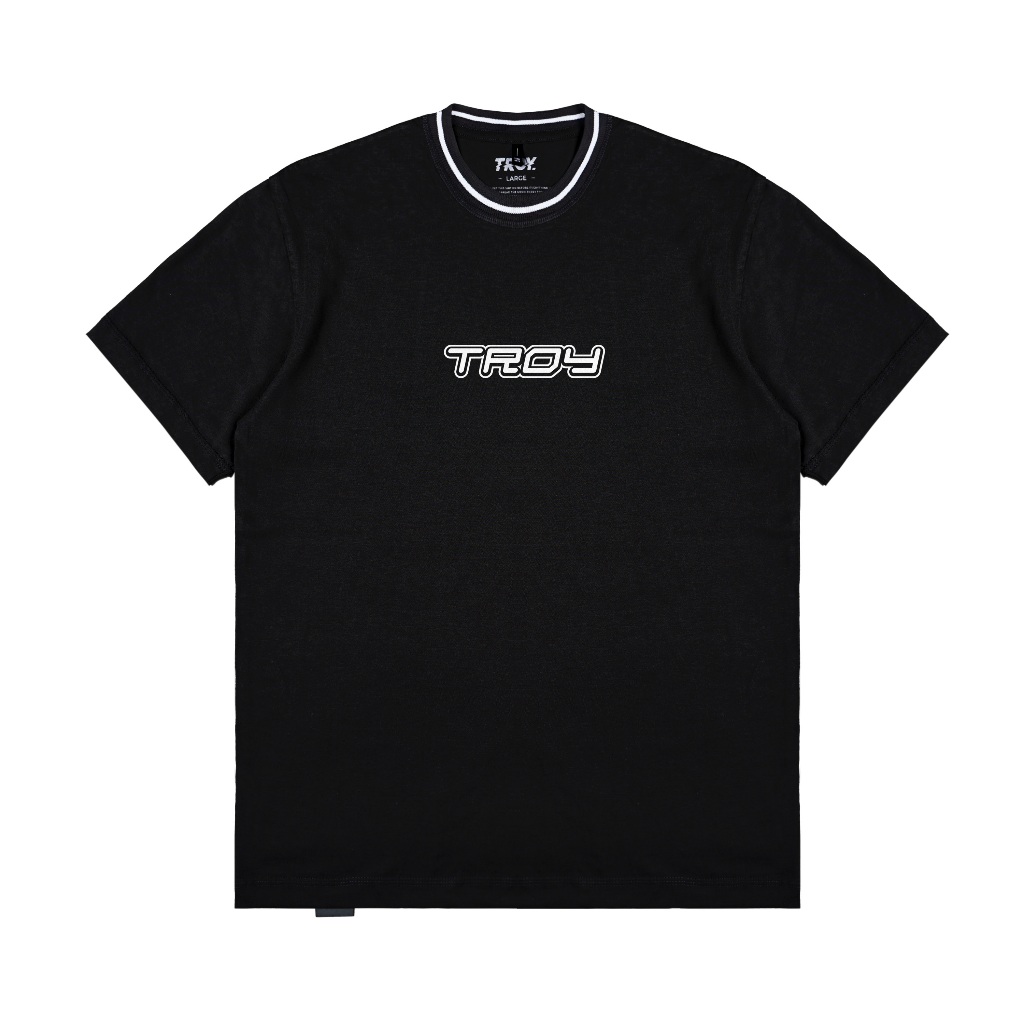 Troy Company Neck Stripe Tshirt Black Speedline - Kaos Lengan Pendek Kaos Hitam KST 3540-2B1W