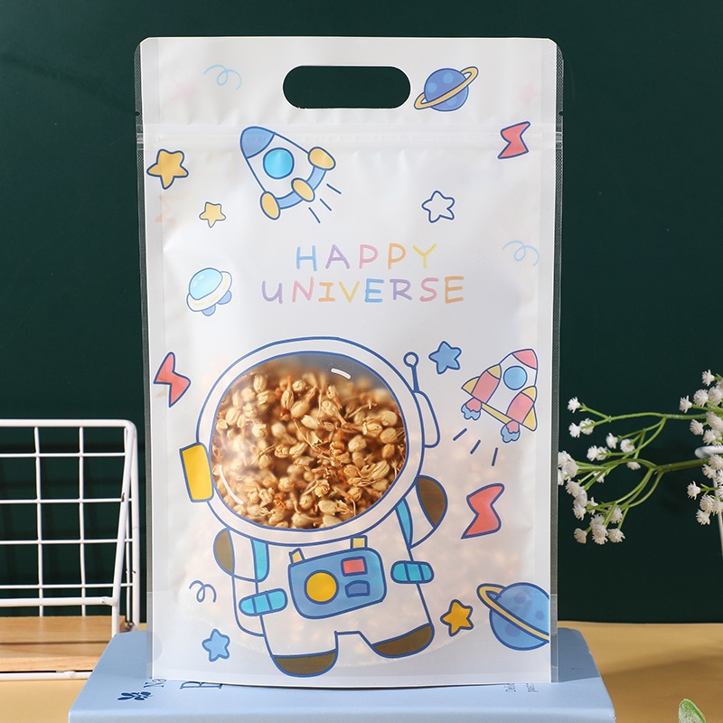 Plastik Standing Pouch Snack Food Grade Motif Kartun Kantong Kemasan Makanan Isi 50 Pcs