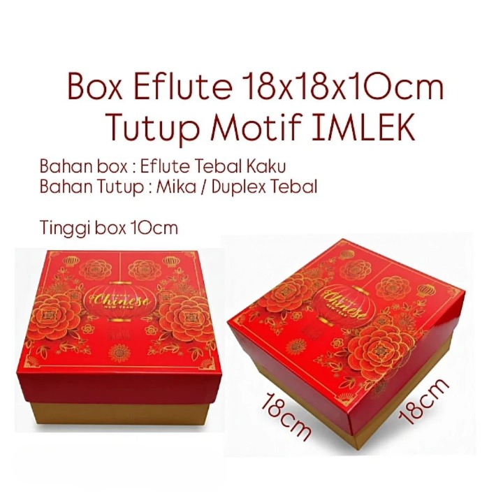 Box Kue Imlek Kotak Bolu Chiffon Mini Dus Sincia CNY Ukuran 18x18x10 cm Packaging Hampers Tahun Baru