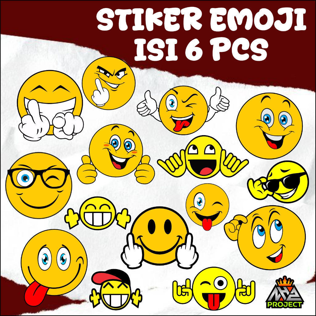 STIKER EMOJI LUCU STIKER PACK ISI 6 STIKER UV PREMIUM