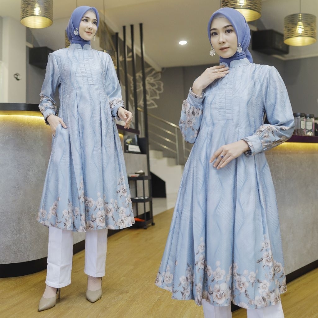 Kreema.Luxury Long Tunik Wanita Muslim Seragaman Lebaran