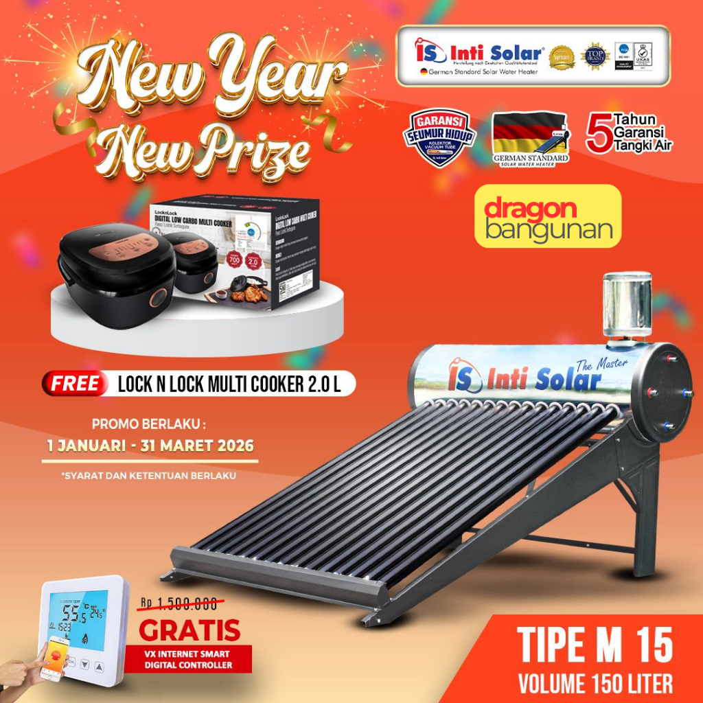 Pemanas Air Inti Solar Master 150 Liter - Intisolar M15 - Solar Water Heater Inti Solar