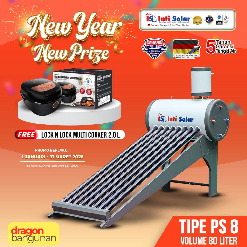Pemanas Air Inti Solar 80 Liter - Intisolar PS 8 - Solar Water Heater Inti Solar