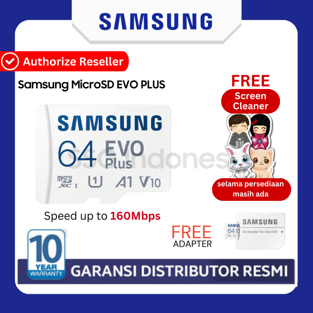 Samsung MicroSD Evo Plus 64GB Memory card Micro SD SDXC Kartu Memori 64 GB