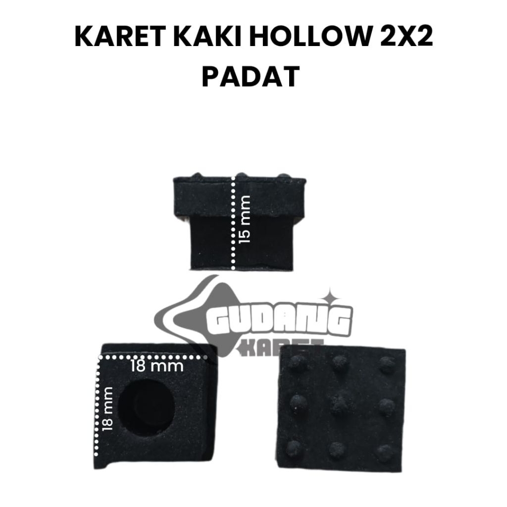 KARET KAKI BESI HOLLOW 2X2 // KARET MEJA HOLLOW // KARET PENGAMAN BESI HOLLOW