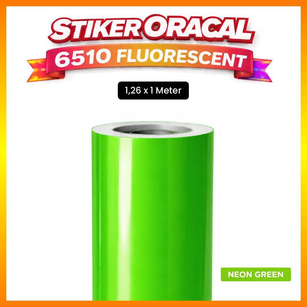 Stiker Oracal 6510 - 69 Hijau Stabilo / Oracal Neon Green Lebar 126cm x 100cm
