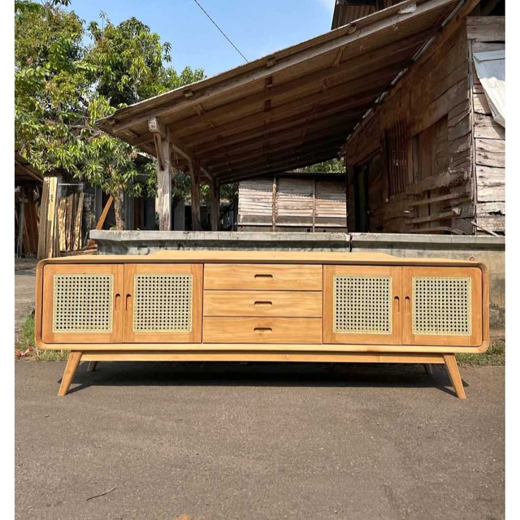 Tv Kabinet Rotan (TVC-3)  jati kombinasi Rotan, Rak Tv minimalis, Rak Tv modern, Bufed Tv  furniture