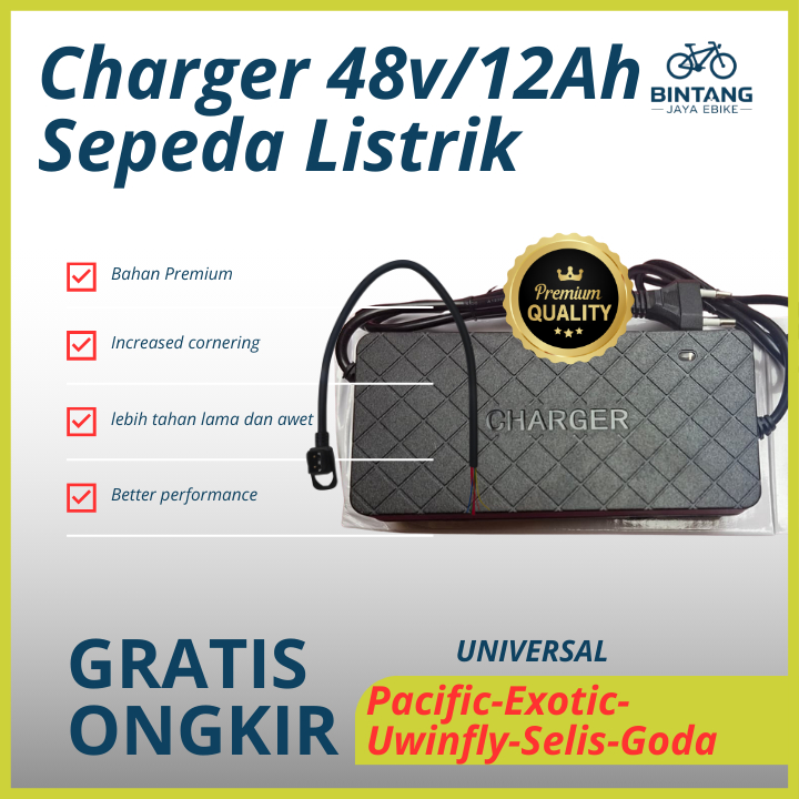 Charger Sepeda Listrik OXO 48VOLT 12AH UNIVERSAL / Charger Sepeda Listrik uwinfly goda exotic pacifi