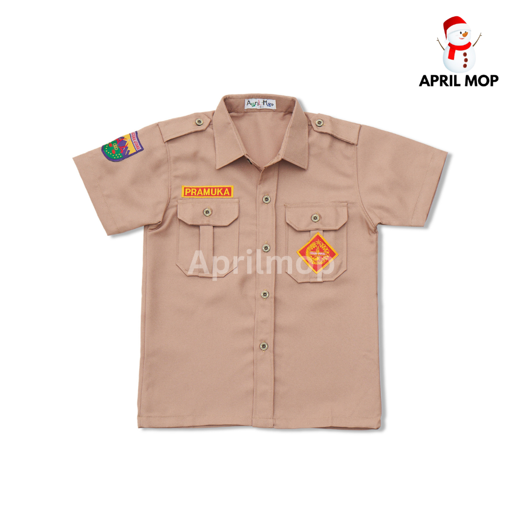 APRIL MOP Seragam Sekolah Baju Kemeja SD Pramuka Rapilo SNI Lengan Pendek Laki Laki