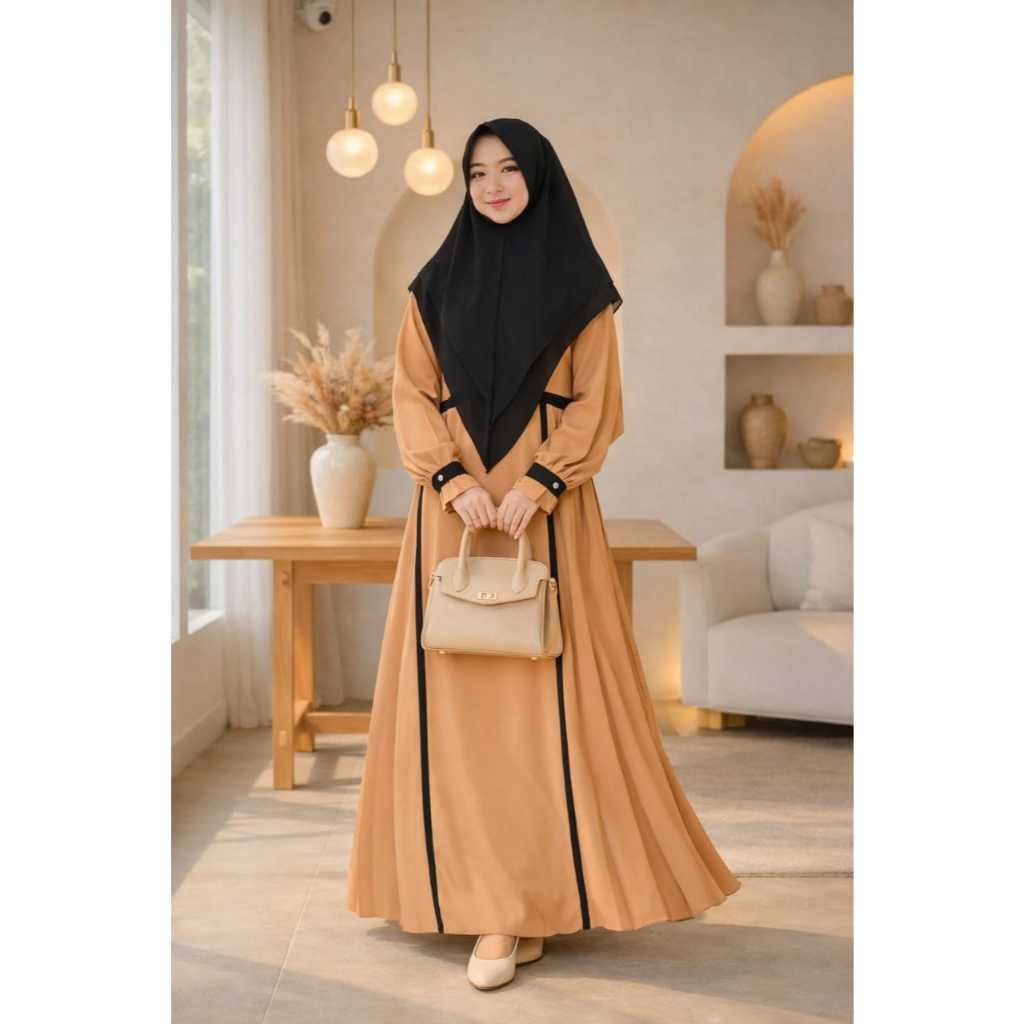 baru gamis syari KHUMAIRA By  An Nur  collection set gamis putih polos