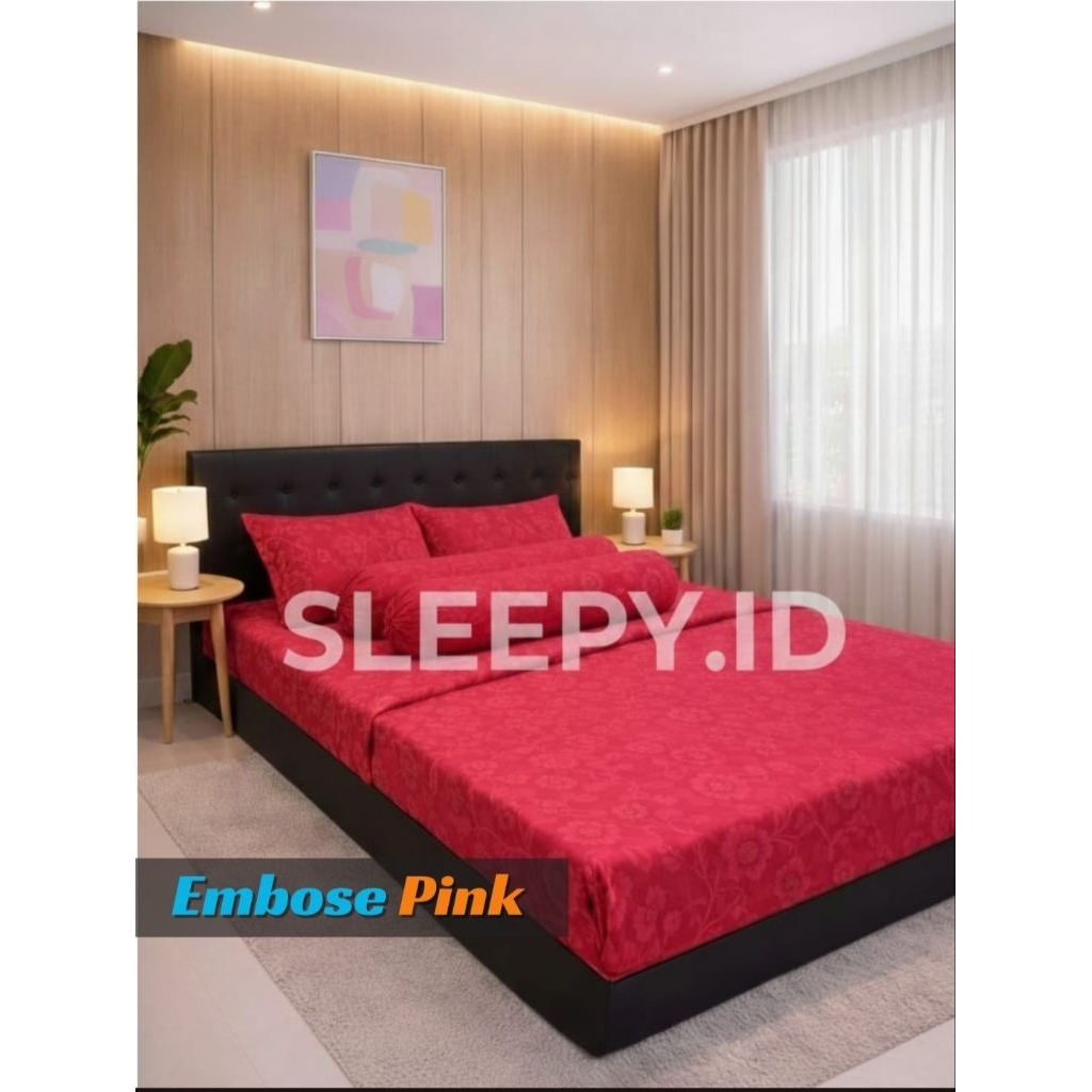 SLEEPY.ID Sprei Set Anti Geser Full Karet keliling 180x200x30/180x200x25/180x200x20 Emboss Polimikro