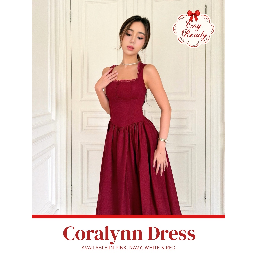 With Love The Brand | CORALYNN DRESS | Dress Wanita | Dress Panjang Elegan | Dress Fuji | Dress Puti
