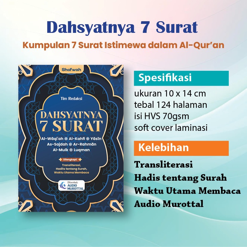 Buku Saku 7 Surat Istimewa Al-Qur'an - (Al-Waqi'ah, Al-Kahfi, Yasin, dll) - Lengkap Transliterasi & 