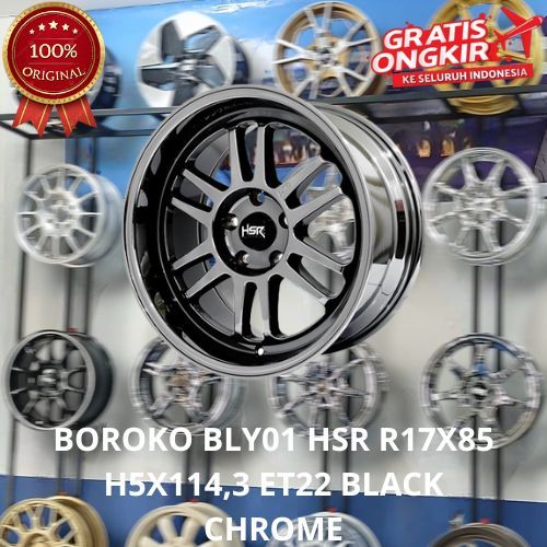 VELG HSR BOROKO BLY BLACK CHROME R17 PELEK MOBIL INNOVA REBORN ZENIX CRV HRV