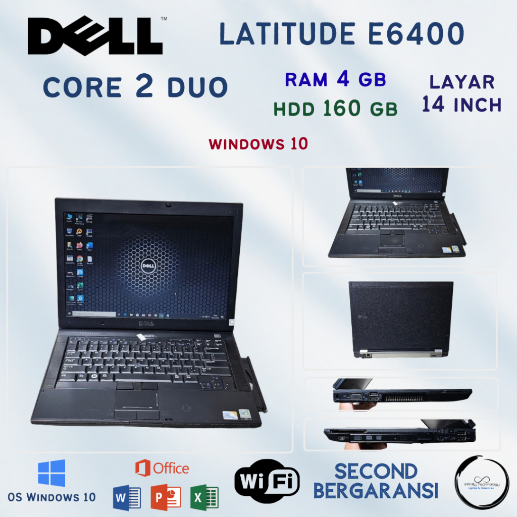 Dell Latitude E6400 Core 2 Duo RAM 4GB HDD 160GB 14 Inch Laptop Bekas