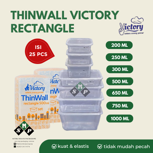 [25 PCS] THINWALL RECTANGLE VICTORY / THINWALL VICTORY 650 ML 750 ML 1000 ML  / VICTORY THINWALL 200