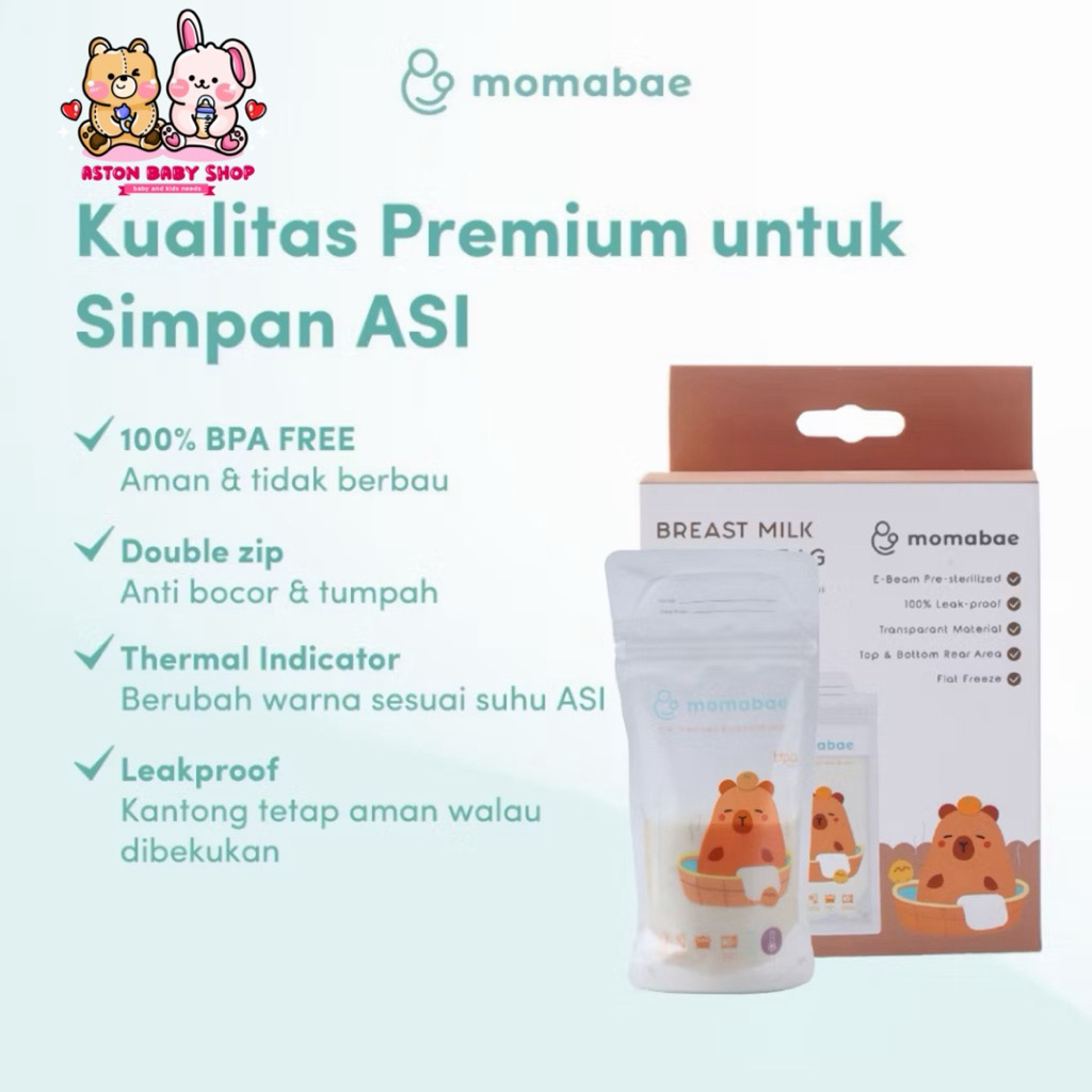 Momabae Kantong ASI CAPYBARA 200ML + 20ML isi 30 lbr  - Kantong ASI BPA Free / Kantong ASI Thermal S