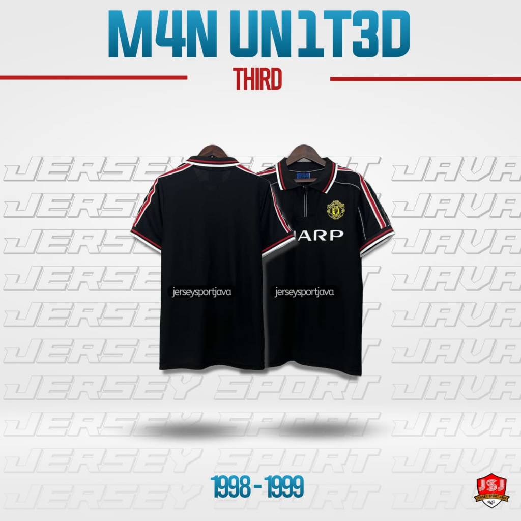 ( BISA COD ) RETRO JERSEY BAJU BOLA RETRO MU TREBLE HITAM 1998 1999 GRADE AAA+ - BEST HIGT QUALITY