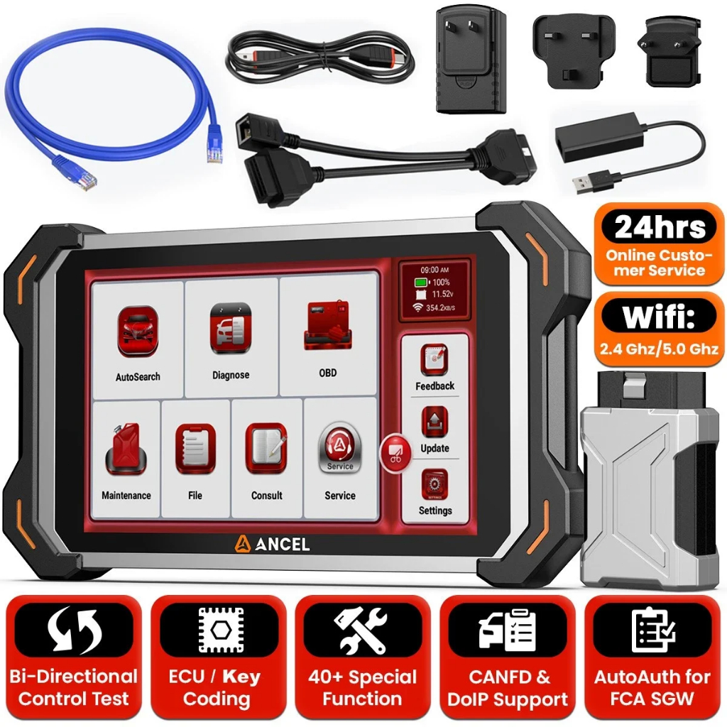 Indonesia-ANCEL DS600 BT OBD2 Scanner Pemrograman ECU Dua Arah CANFD DOIP 34 Reset Kehidupan Pemrogr