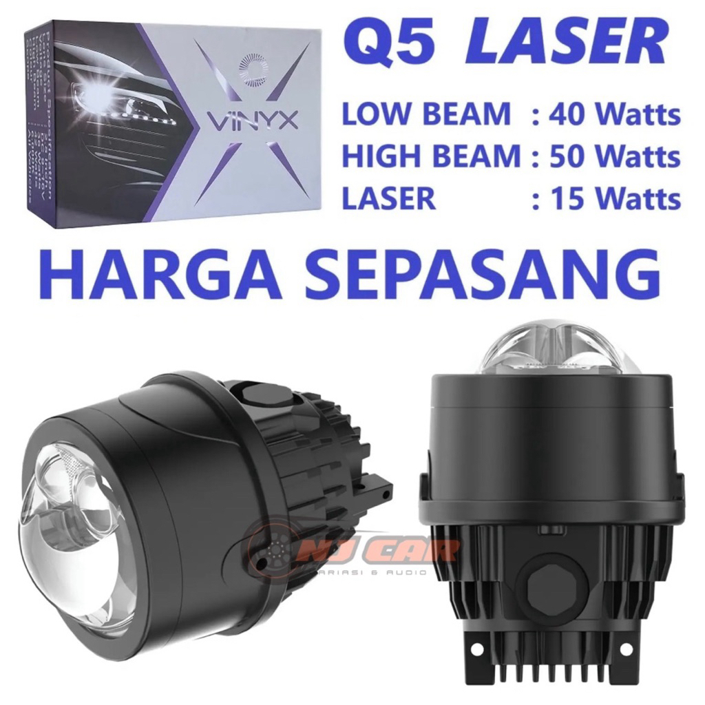 Foglamp Projector Vinyx Q5 Laser Lampu Kabut LED Projie Mobil 3 Inch Inchi Inci BiLED Lensa - Vinyx 