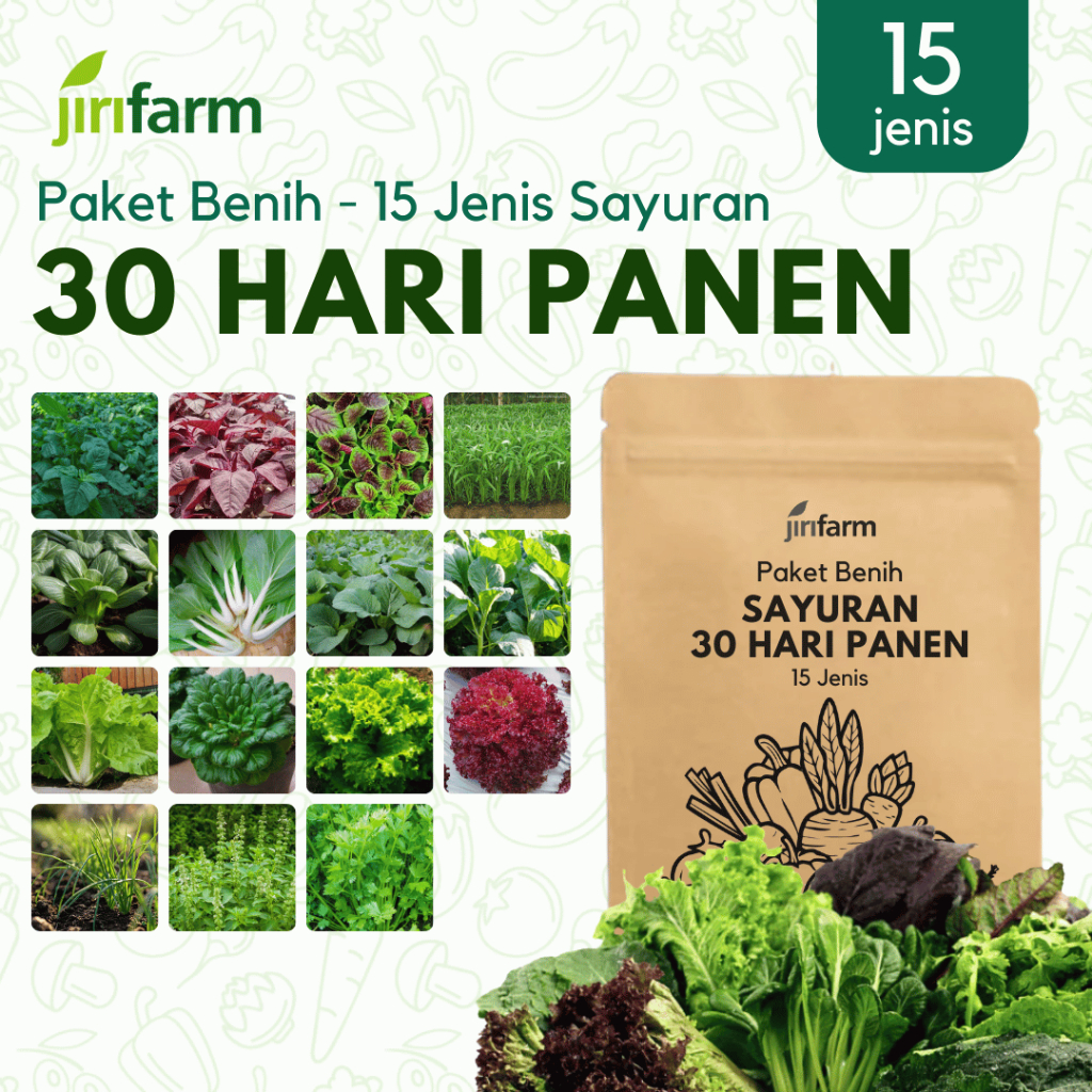 JIRIFARM - Paket Benih Sayuran 30 Hari Panen 15 Jenis Tanaman Sayuran Bibit Seribuan Unggul