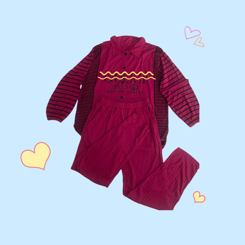 preloved one set knit kaos setelan wanita