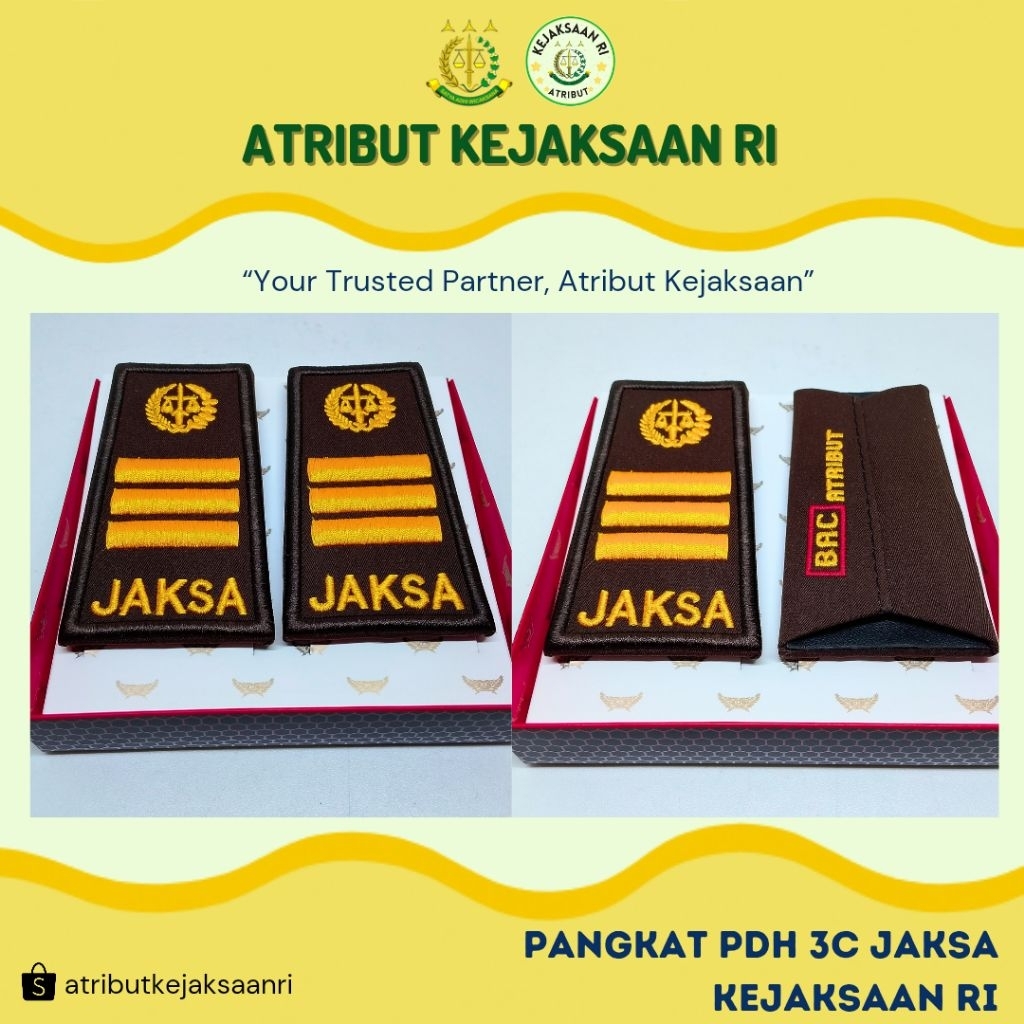 ATRIBUT KEJAKSAAN RI - PANGKAT PDH JAKSA BORDIR  GOLONGAN 3C KEJAKSAAN RI