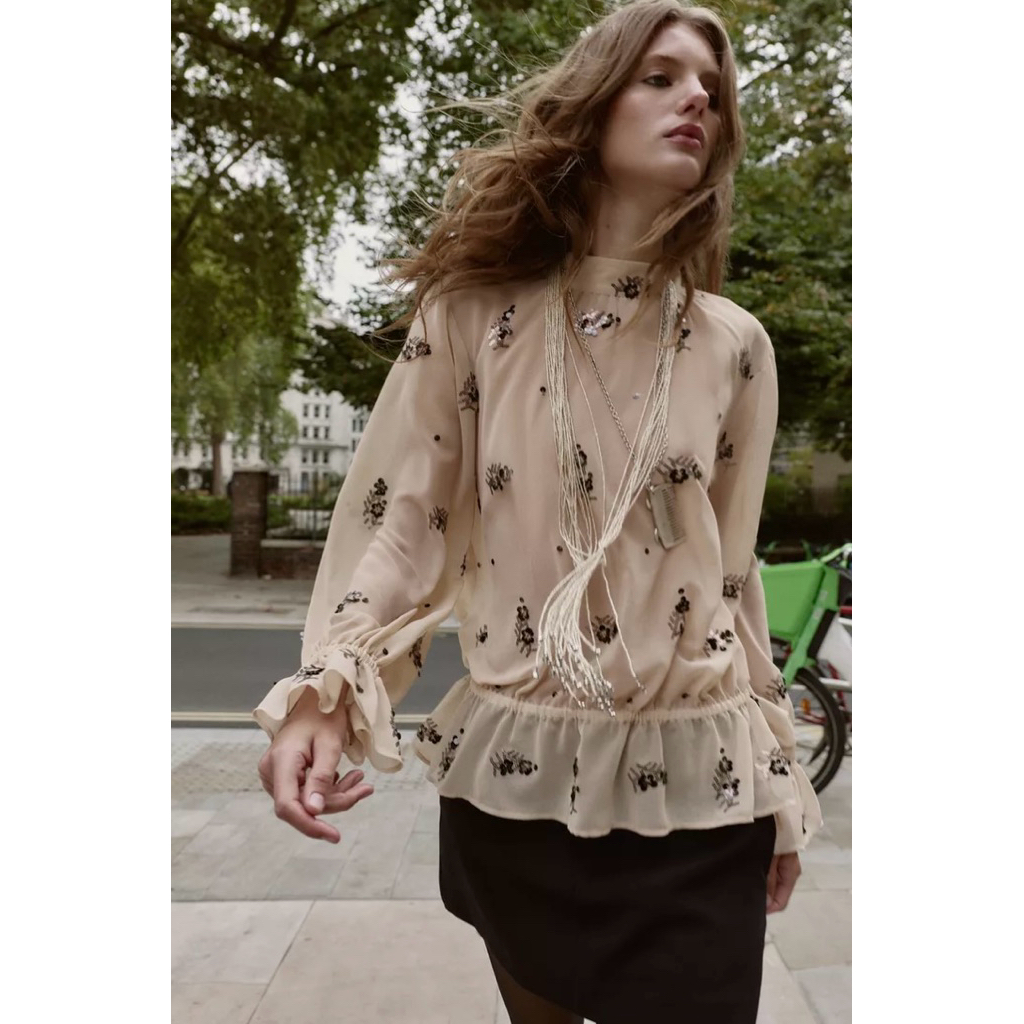 Zara Sequin Blouse Size L