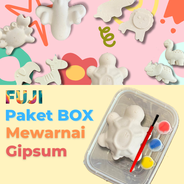 Paket Box Mewarnai Patung Gipsum Isi 3 Warna Dan Kuas