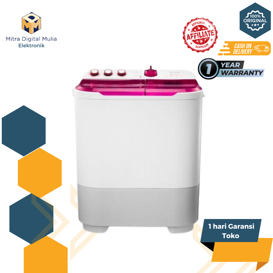 Mesin Cuci SHARP 2 Tabung EST85CRPK 8 Kg - Super Aquamagic