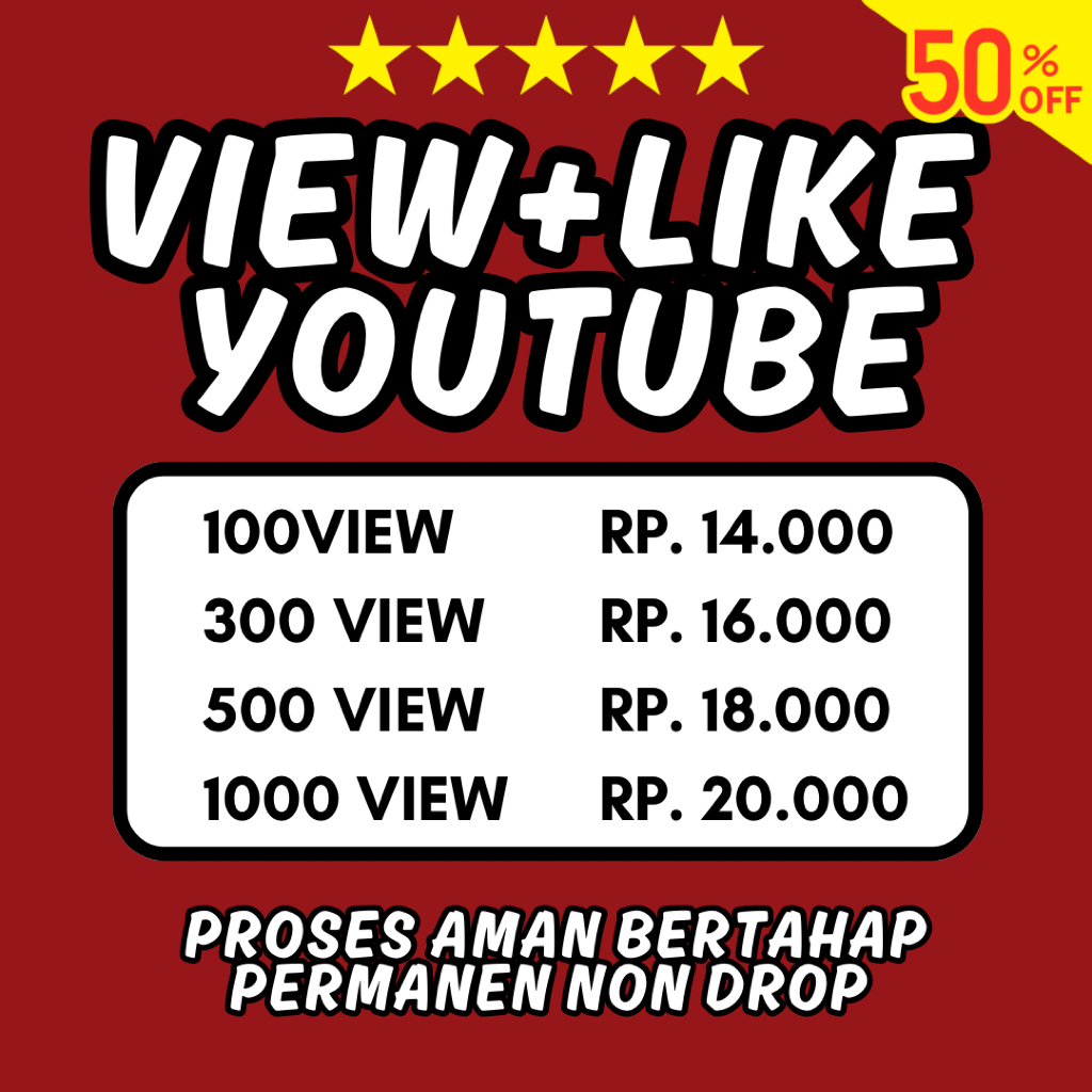 PROMO 1000 Penonton View Likes YouTube Cepat Aman Organik | Paket Viewer Like YouTube 1000  Penonton