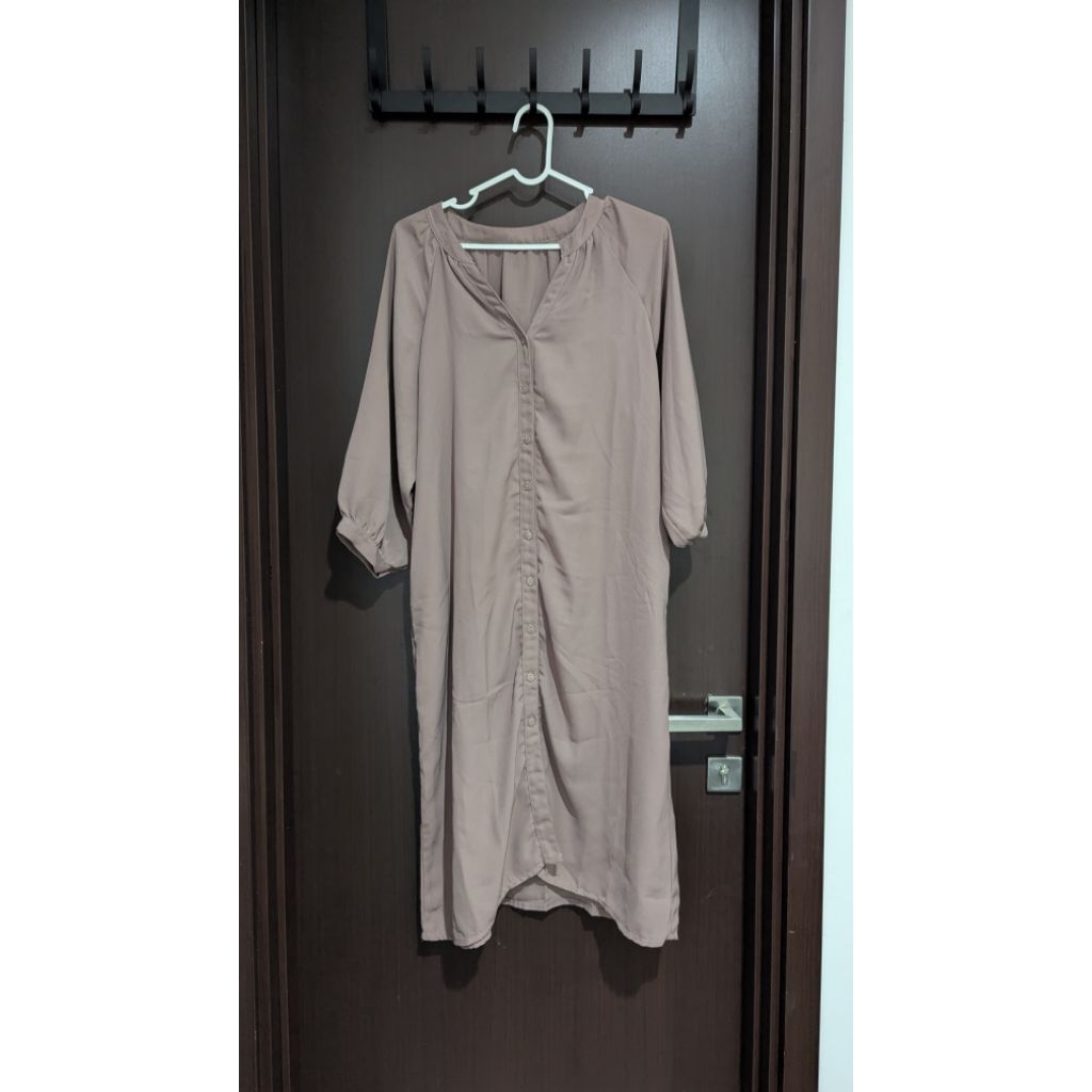 [Preloved] Dress Bumil Maternity Soft Grey Ungu Gamis