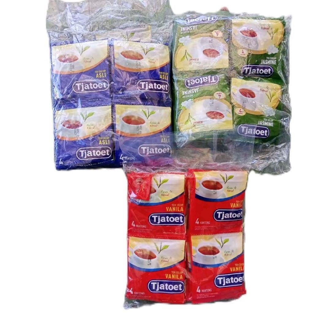 TEH TJATOET TEH HITAM CELUP |  TEH CELUP VANILA | TEH CELUP JASMINE NETTO 1 RENTENG ISI 10 SACHET mu