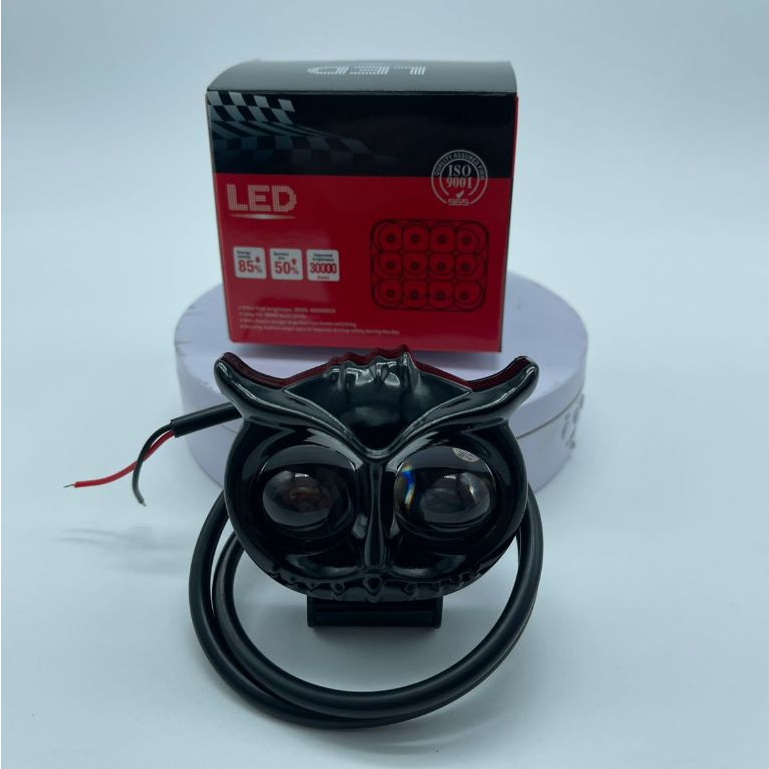 LAMPU TEMBAK OWL LAMPU TEMBAK SOROT 2 MATA BURHAN OWL AC DC 2 WARNA PUTIH KUNING FLASH SQL MOBIL MOT