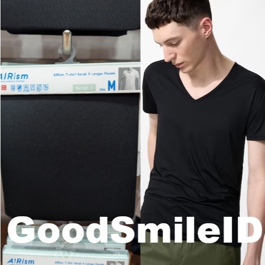 SALE Men AIRism T-Shirt V Neck Lengan Pendek Baju Kaos Dalam Dalaman Pria JASTIP UNIQLO