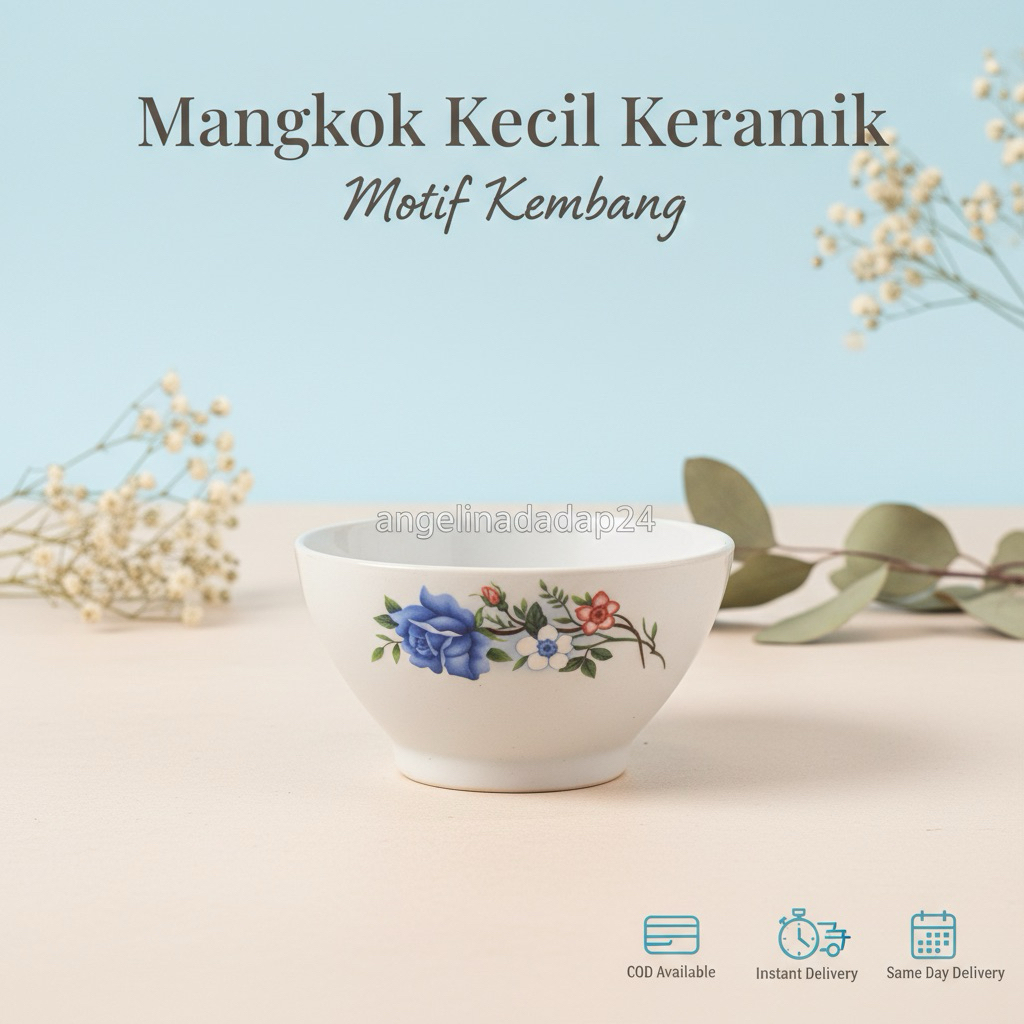 Mangkok Nasi 11cm Motif Kembang Lucky Mangkok Keramik Sup