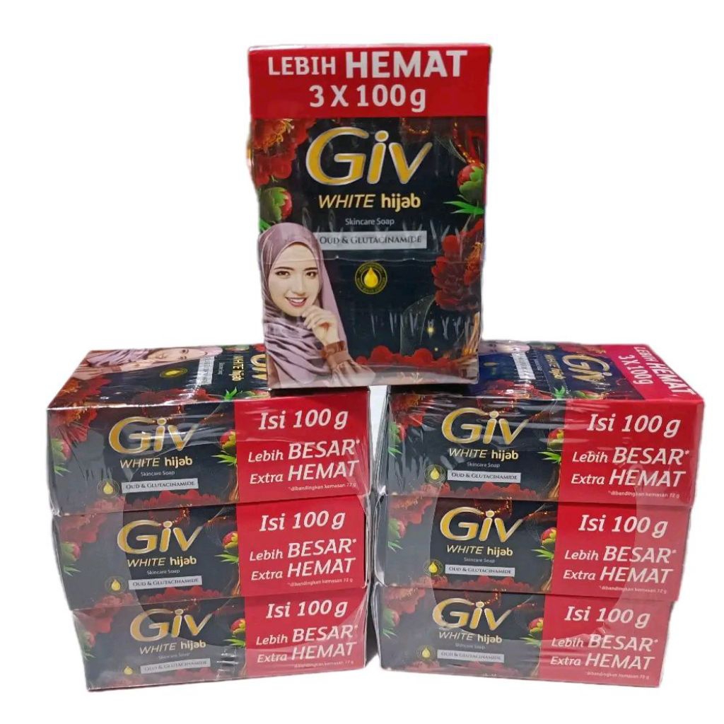 [PAKET 3 BENDEL TOTAL 9PCS] GIV BAR SOAP WHITE HIJAB OUD & GLUTACINAMIDE Sabun Mandi Batangan Ukuran