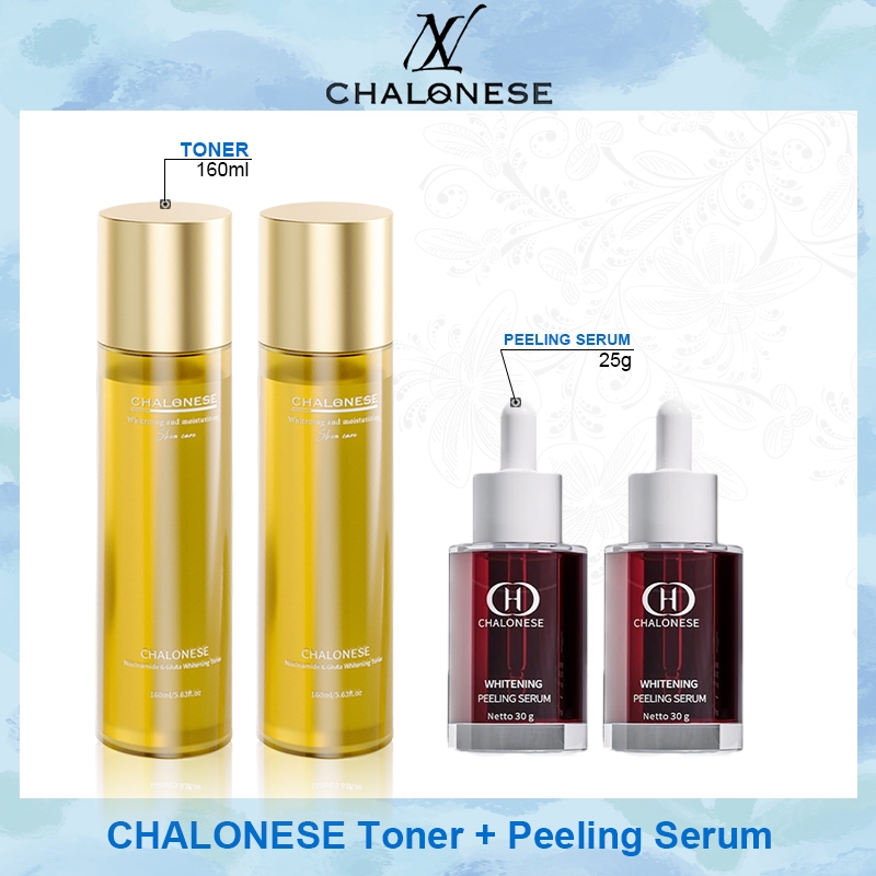[ CHALONESE ] Bright Glowing Set (Toner + Peeling Serum ) Membantu Mengeksfoliasi Sel Kulit Mati Ant
