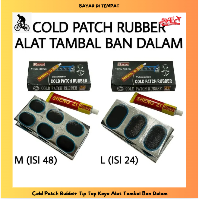 Cold Patch Rubber Lem Tiptop Penambal Ban Dalam Motor Sepeda Ukuran Besar Kecil