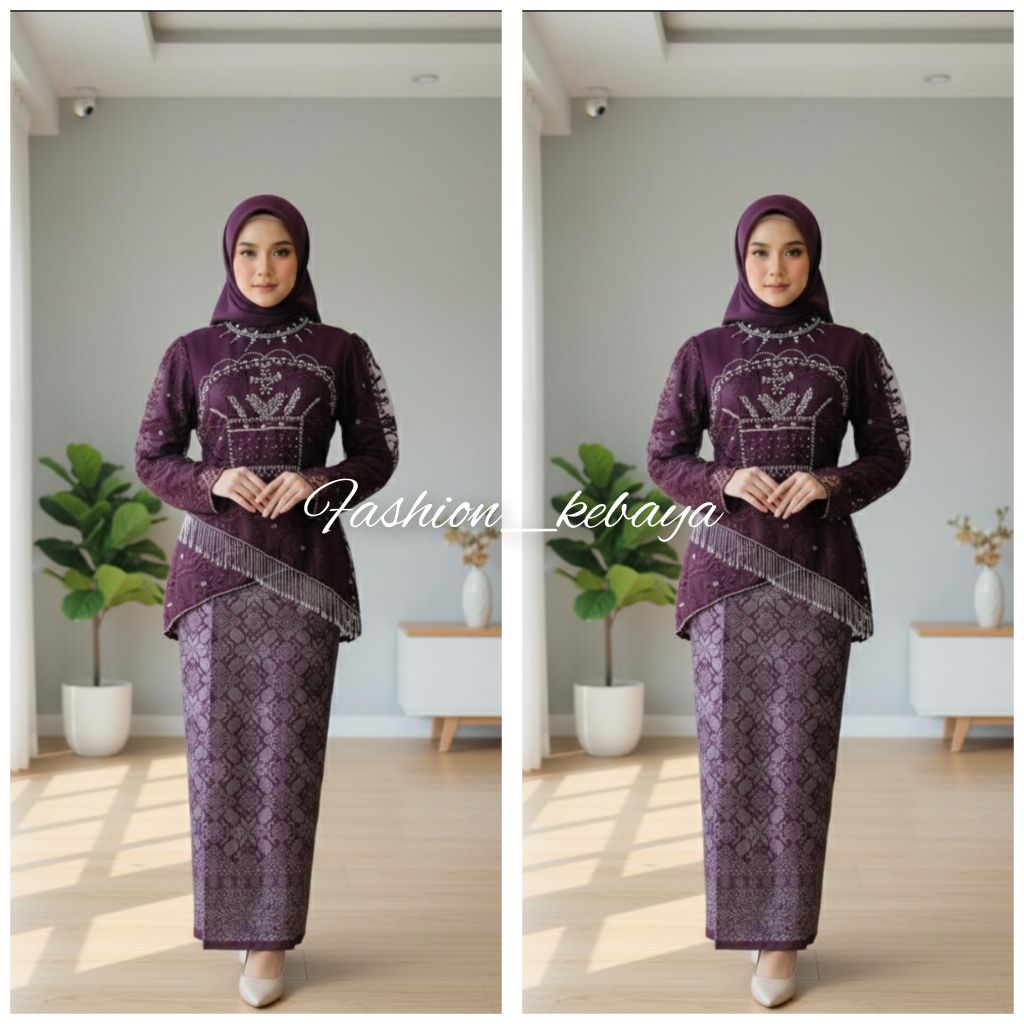 one set kebaya runcing blouse mix payet kebaya bawahan Rok lilit kondangan/tunangan
