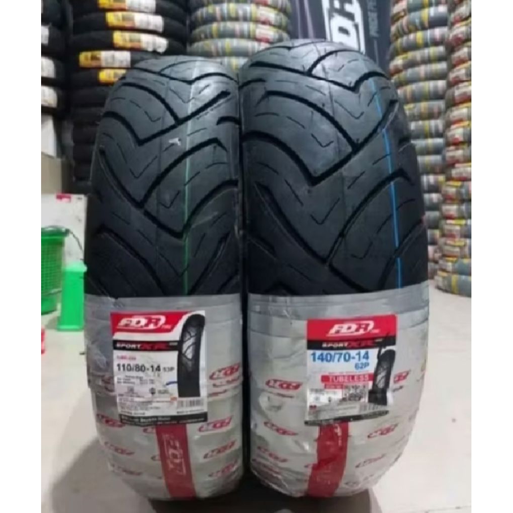 Sepasang Ban Aerox Second/suntik  merk FDR ukuran 140/70-14/110/80-14  tubeles