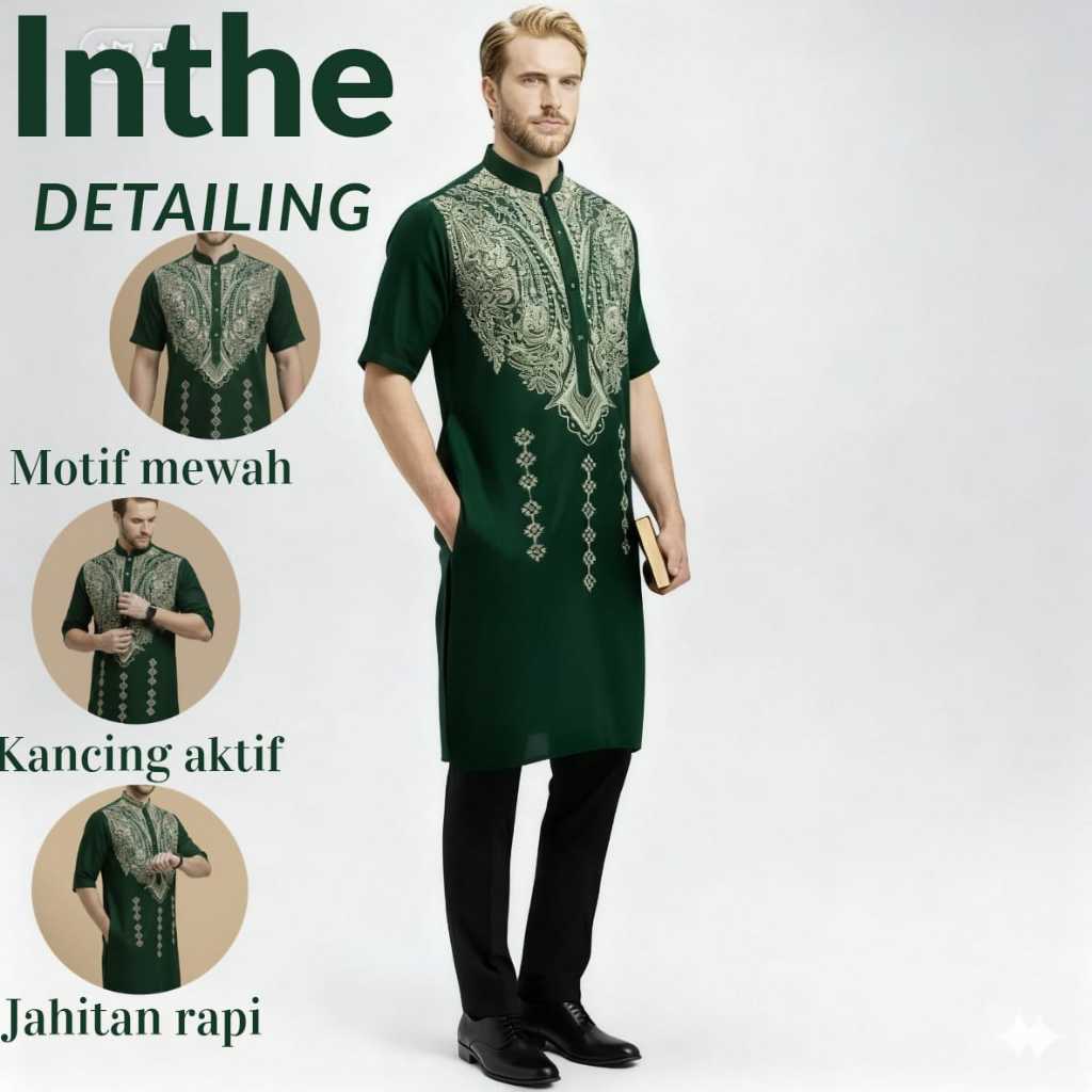 Jubah Pria Gamis Emeral Slimfit ALFATA Jubbah Gamis pria Mewah Model Terbaru Al faan jubah jubah mew