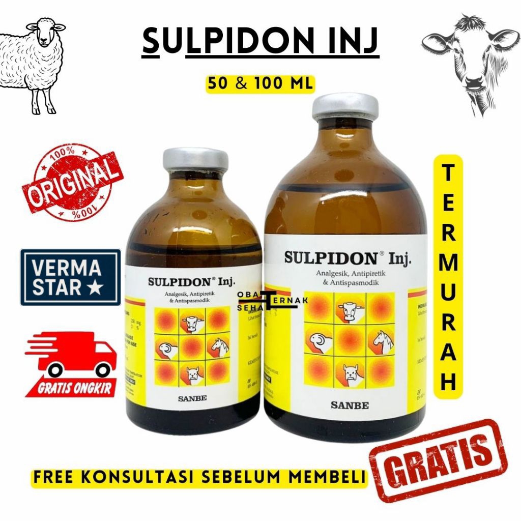 SULPIDON Injeksi 100ML - Obat Hewan Efektif untuk Analgesik, Antipiretik, dan Antispasmodik