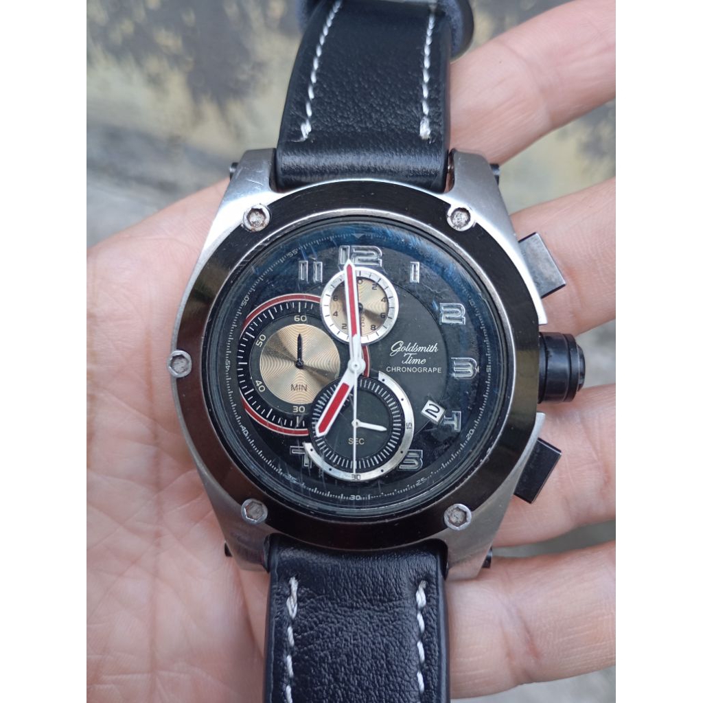 jam tangan Goldsmith time chronograph second preloved original