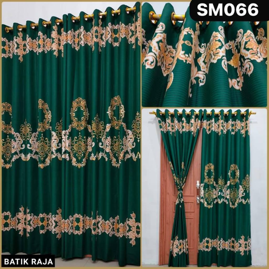 Gorden Smokring Home Made Katun 12 Ring 135x220cm Motif Batik Hijau Tebal Halus Motif Batik Raja