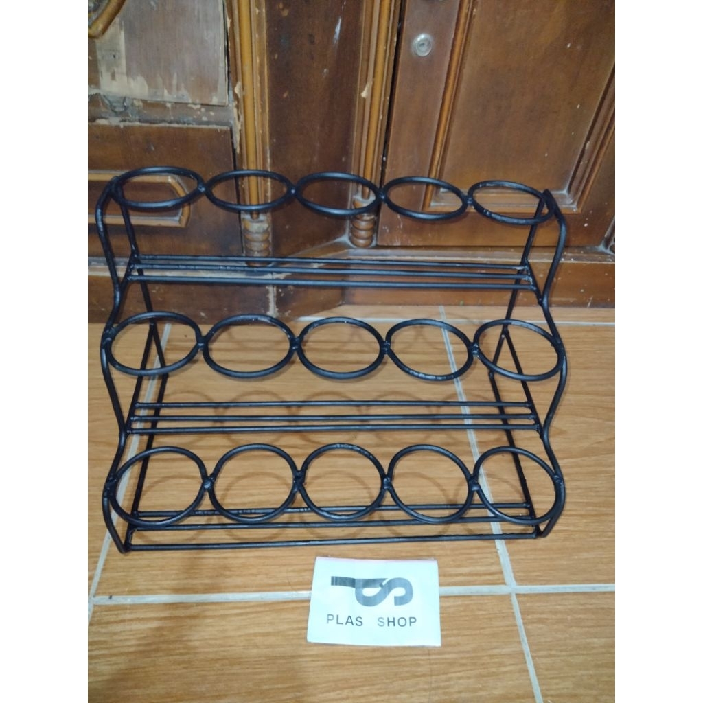 Rak dudukan botol 3 susun serbaguna 15 lubang - kuat dan harga terjangkau- rak botol sirup / Rak bot