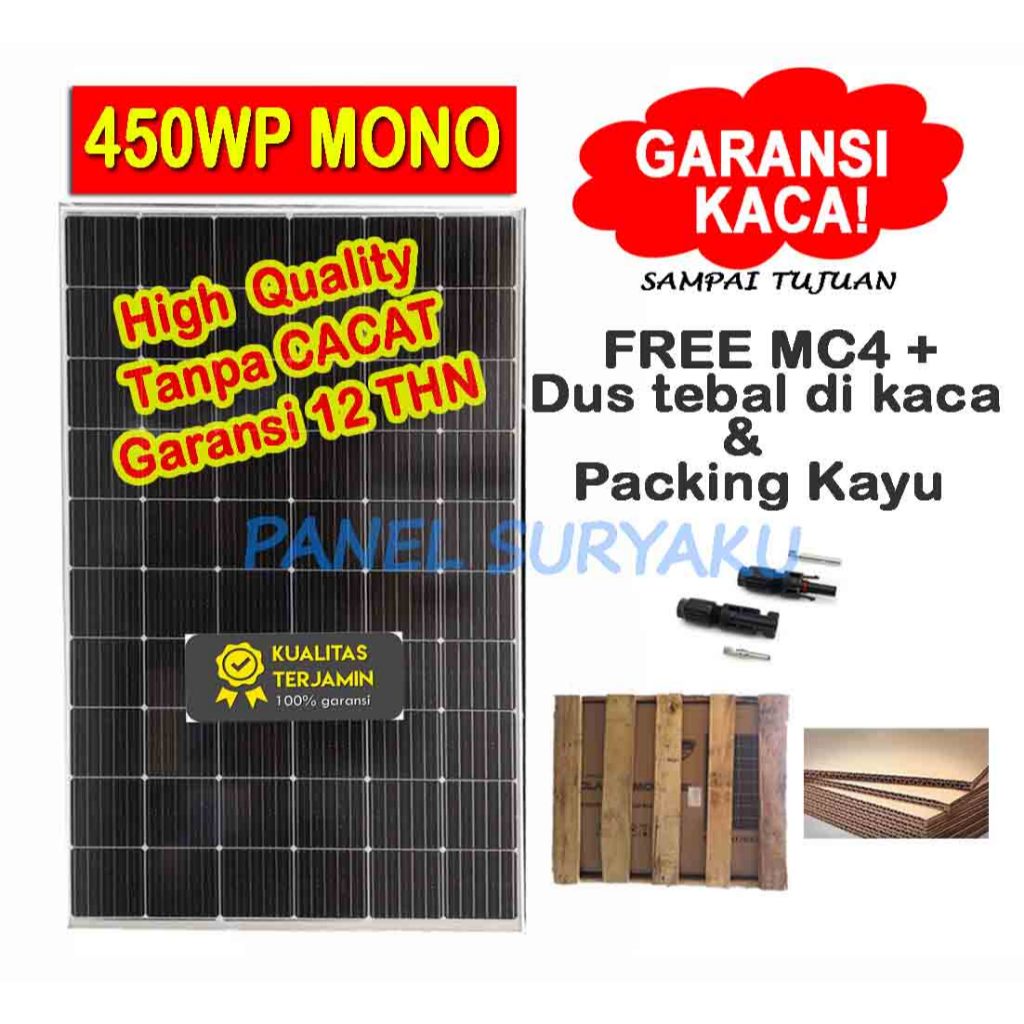 Solar Panel Surya 450wp Solar Cell 450wp Mono Solar Mono HIGH QUALITY FREE MC4