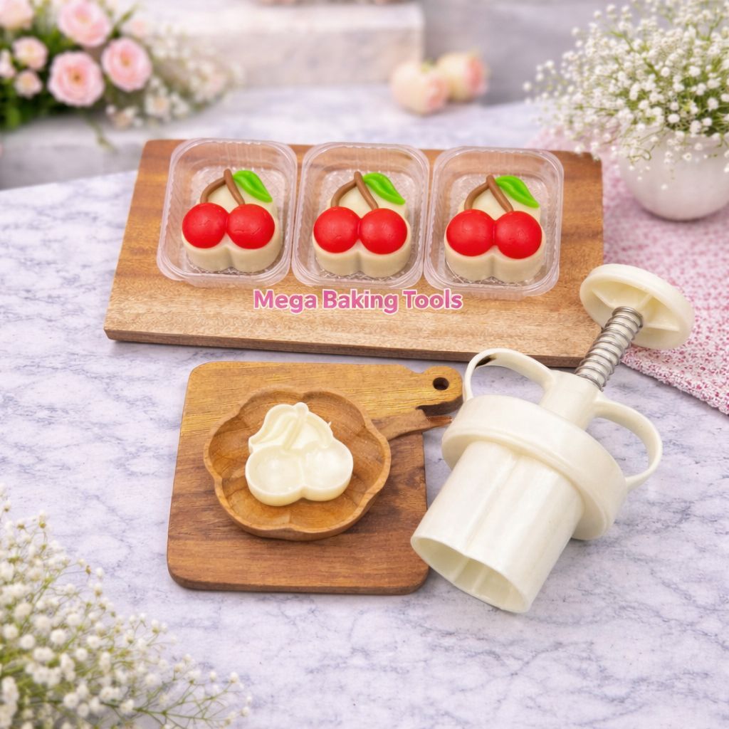 Cetakan Kue Bulan / Mooncake/ Nastar/ Kue Kering Motif Cherry, Durian, Anggur