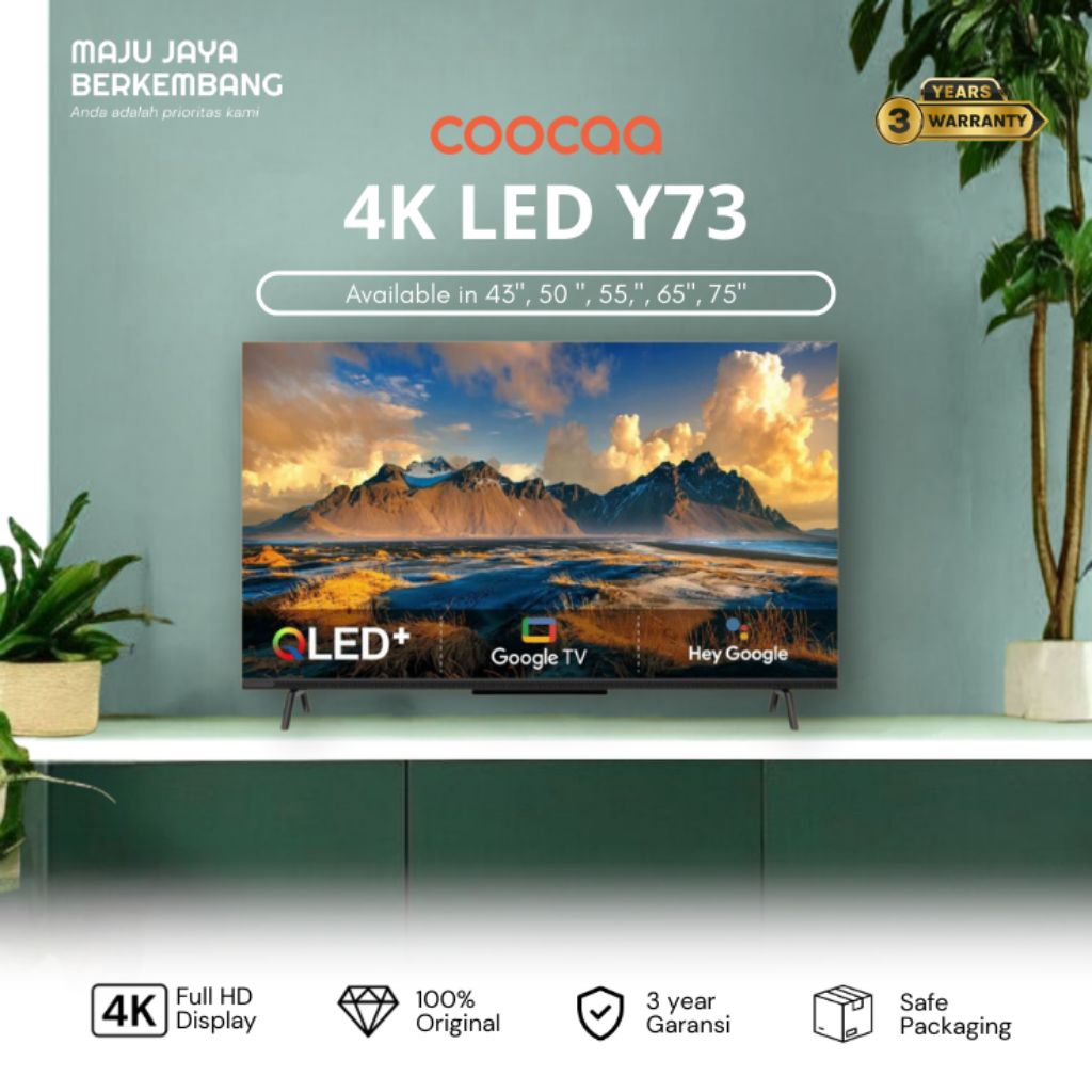 COOCAA 43Y73 / 50Y73 / 55Y73 / 65Y73 / 75Y73 4K GOOGLE TV 43, 50, 55, 65, 75 inch y73